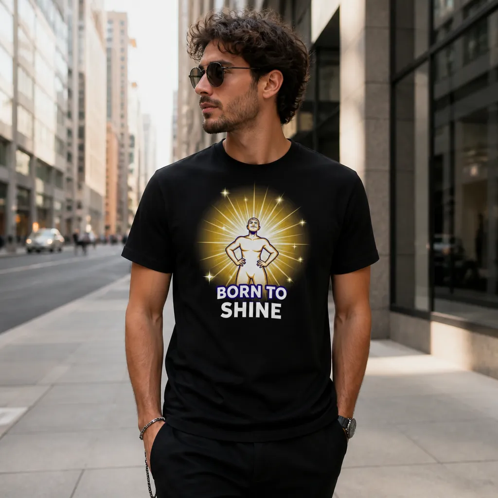 Model wearing Born To Shine Meme T-Shirt | Inner Superstar Tee T-Shirts in White