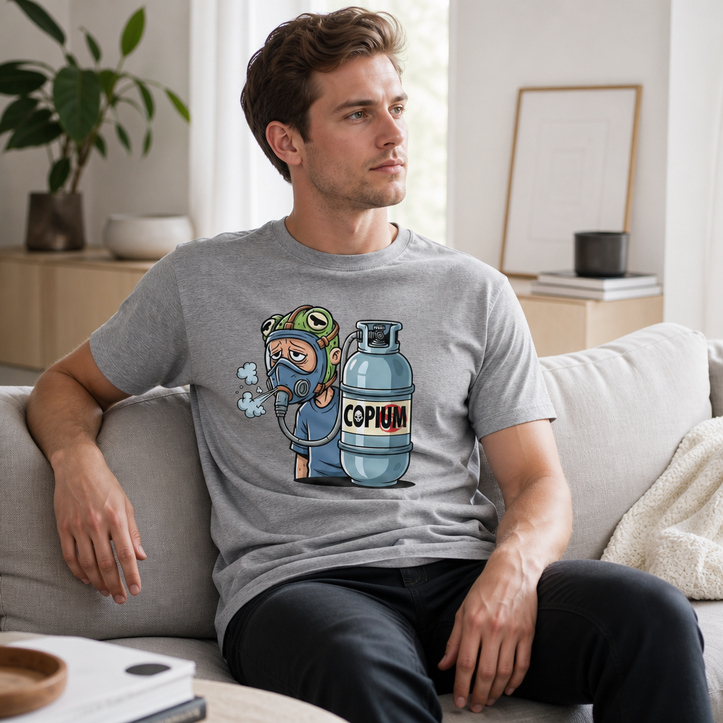 Model wearing Copium Meme Tee T-Shirt T-Shirts in Black