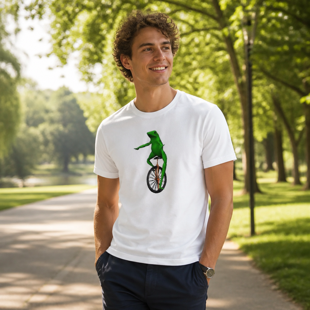 Model wearing Dat Boi - Oh Sh*t Waddup! Meme Tee T-Shirts in Black