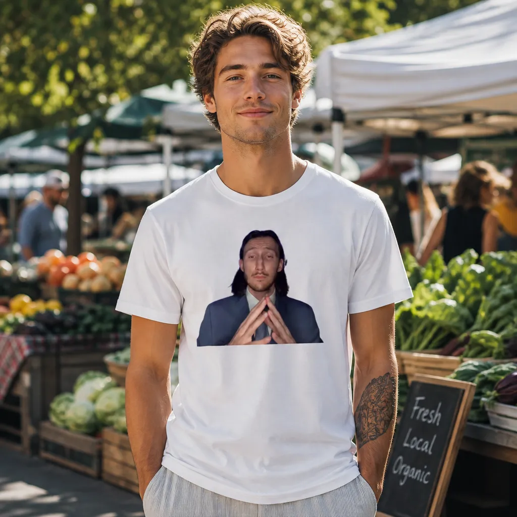 Model wearing Trade Offer T-Shirt T-Shirts in White