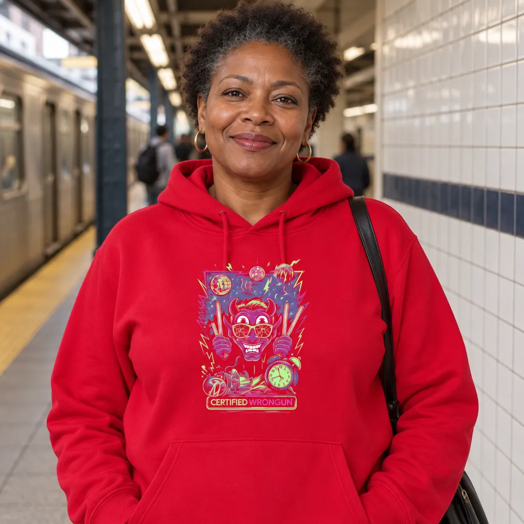 Model wearing Certified Wrongun Oversized Hoodie Hoodies in White