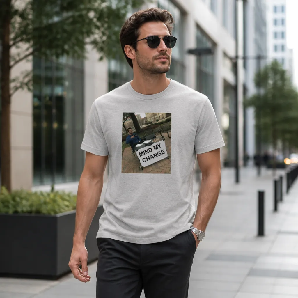 Model wearing Change My Mind T-Shirts in White