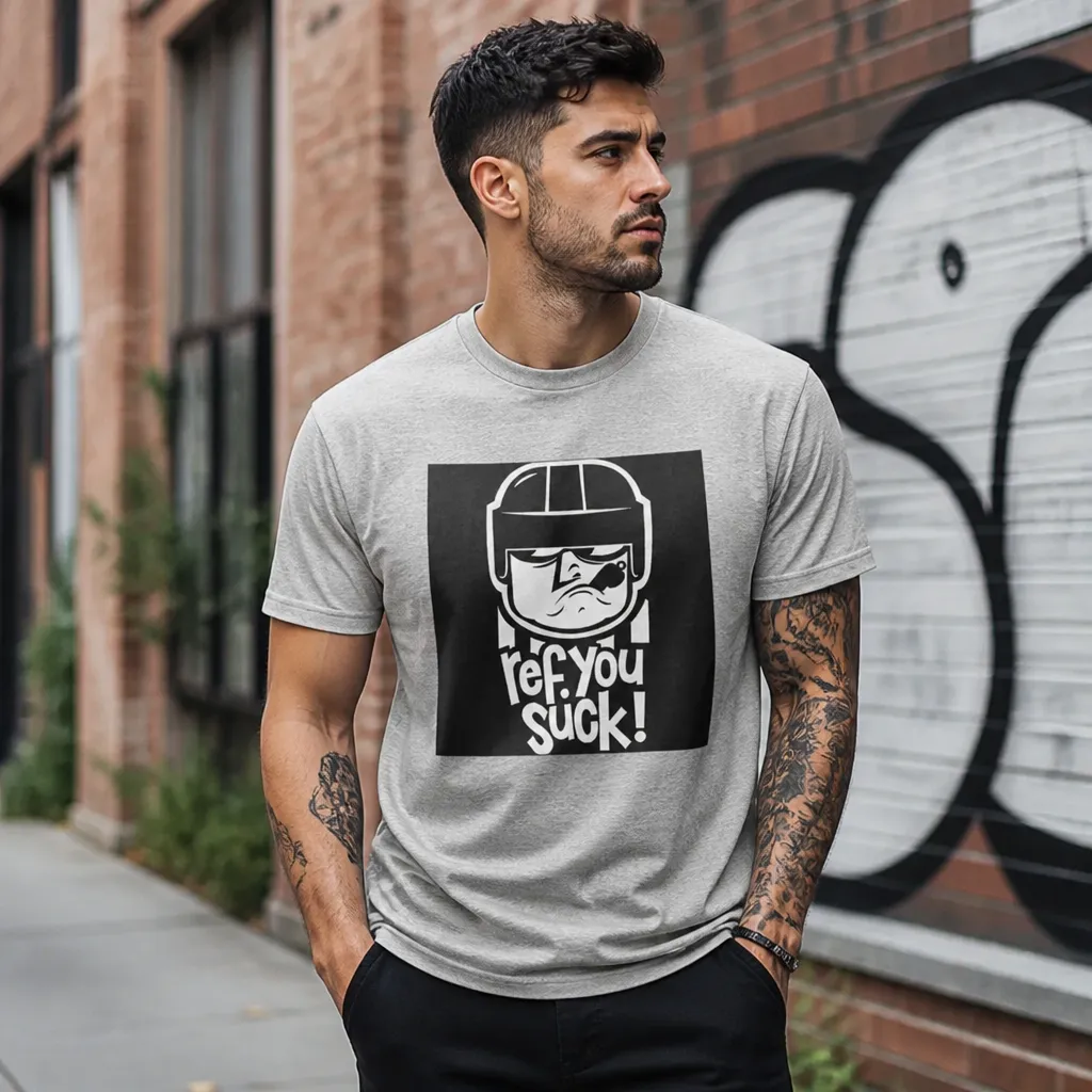 Model wearing Ref You Suck T-Shirt T-Shirts in Black