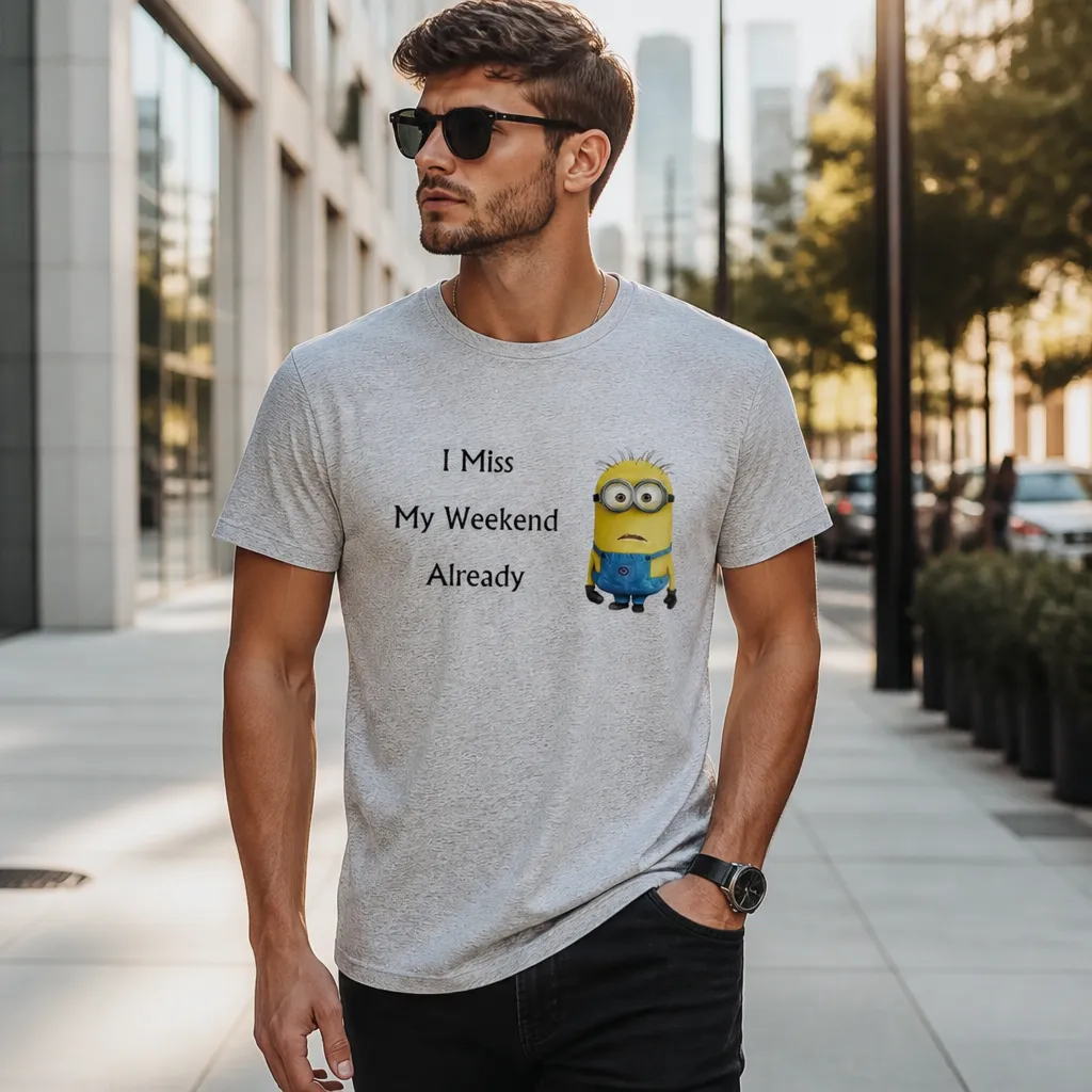 Model wearing I Miss My Weekend Already. T-Shirt T-Shirts in White
