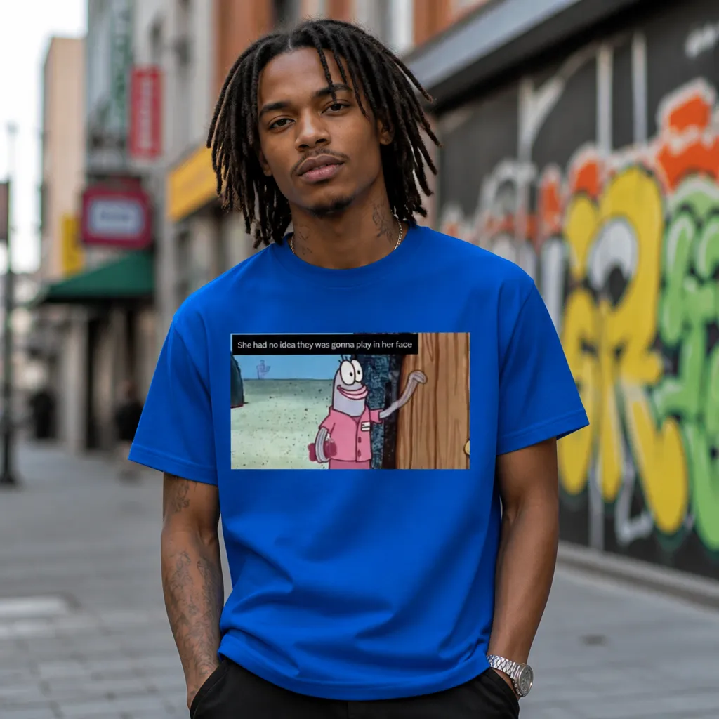 Model wearing No Idea They Was Gonna Play Tee T-Shirts in Red