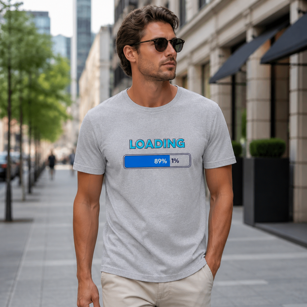 Model wearing Outlook Loading T-Shirt T-Shirts in White