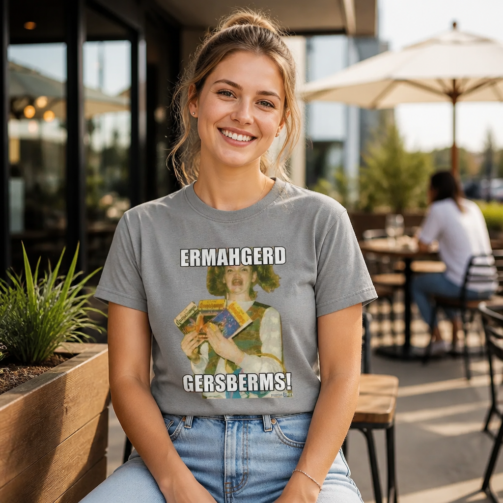 Model wearing Ermahgerd Girl T-Shirt T-Shirts in Black