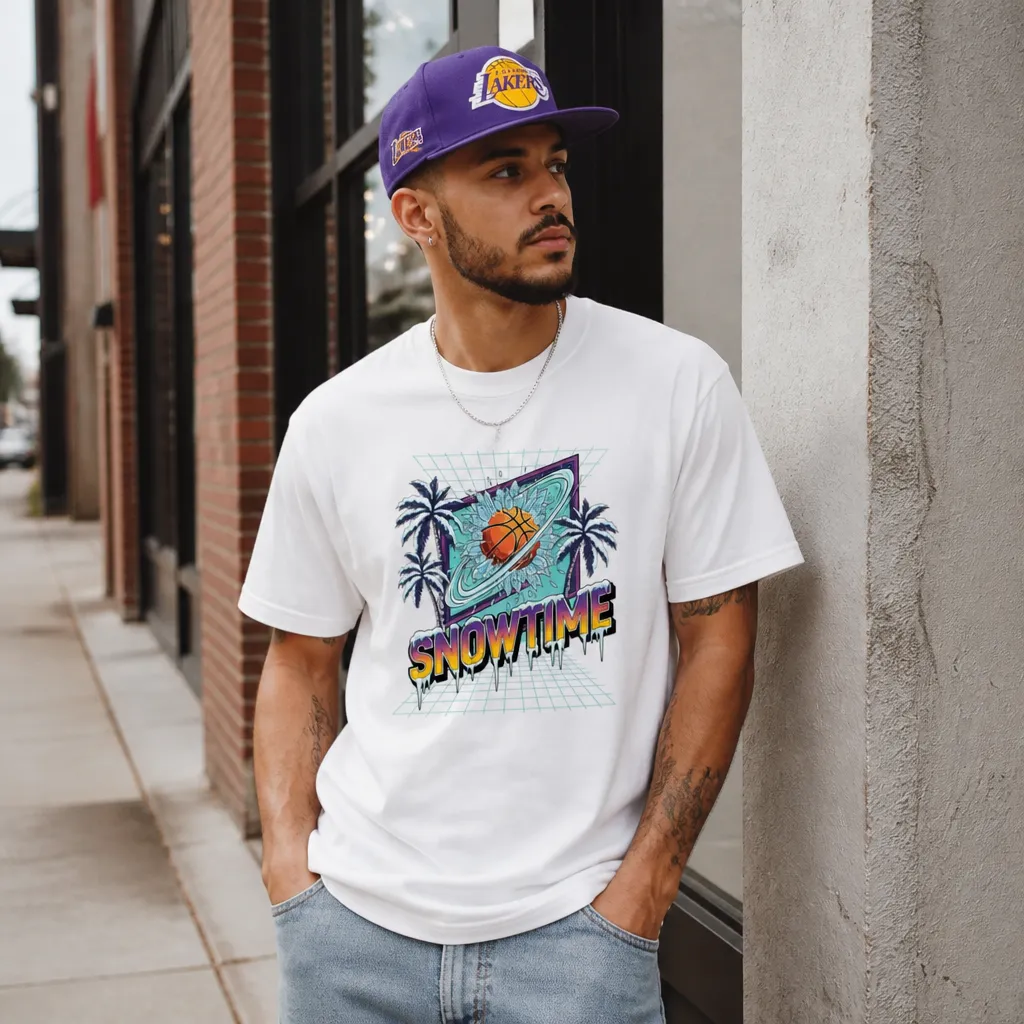 Snowtime Lakers Retro Basketball Tee