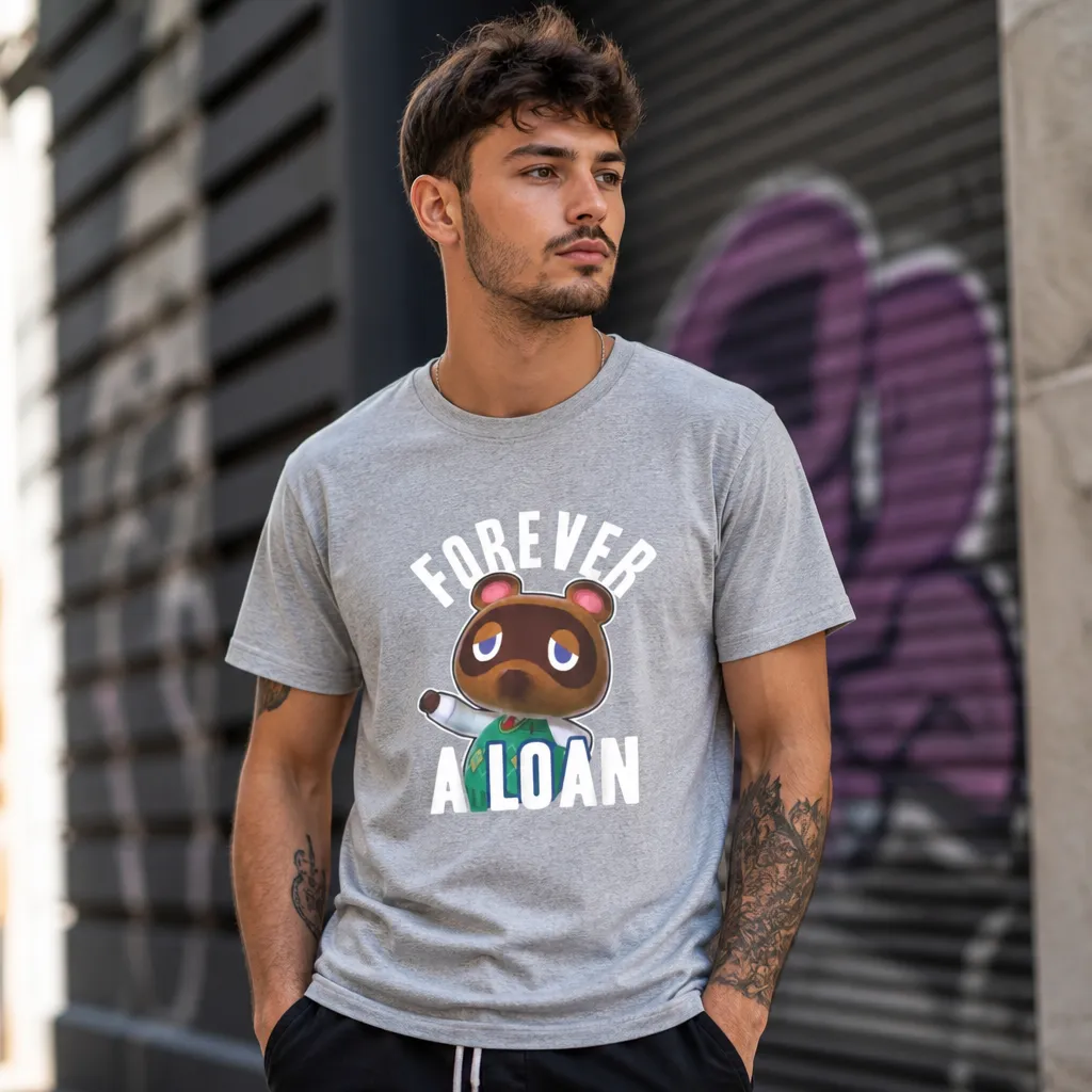 Model wearing Forever a Loan Meme T-Shirt T-Shirts in Royal