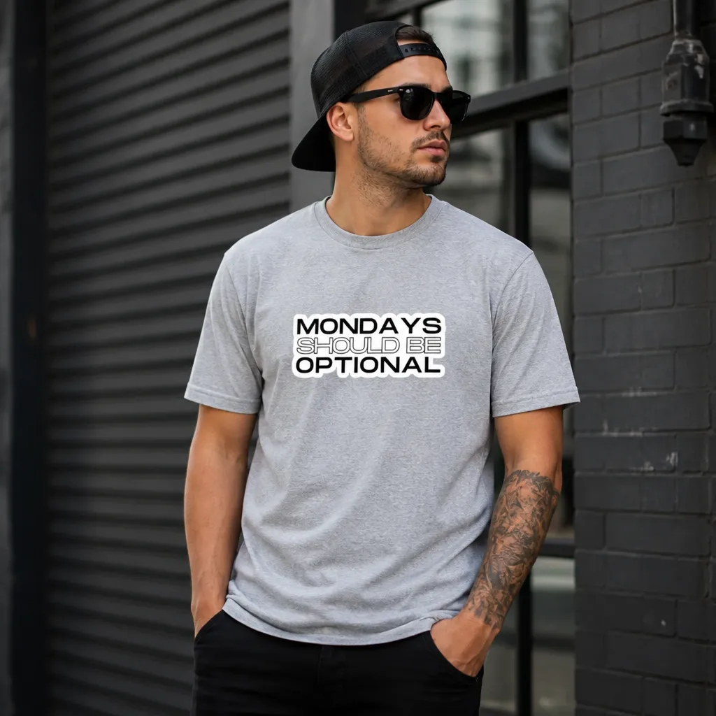 Model wearing Monday Should Be Optional T-Shirt T-Shirts in Black