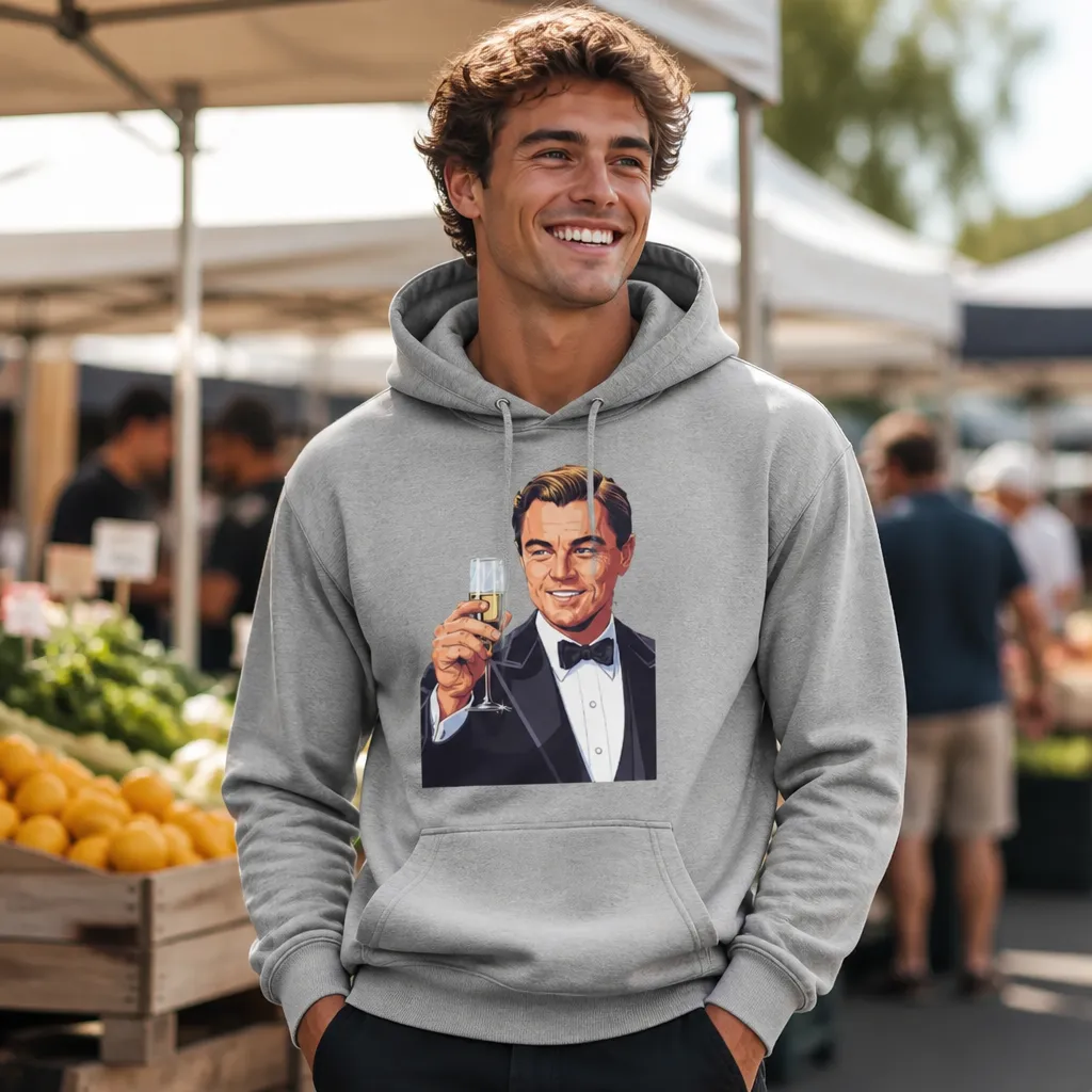 Model wearing Leo's Cheers to Success Hoodie Hoodies in Black