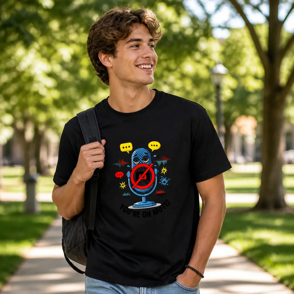 Model wearing You're on Mute T-Shirt T-Shirts in White