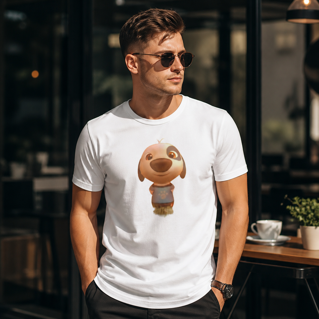 Model wearing Shoot Like A Deer Gamer Meme T-Shirt T-Shirts in White