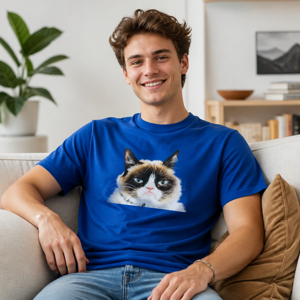 Model wearing Grumpy Cat T-Shirt T-Shirts in Black