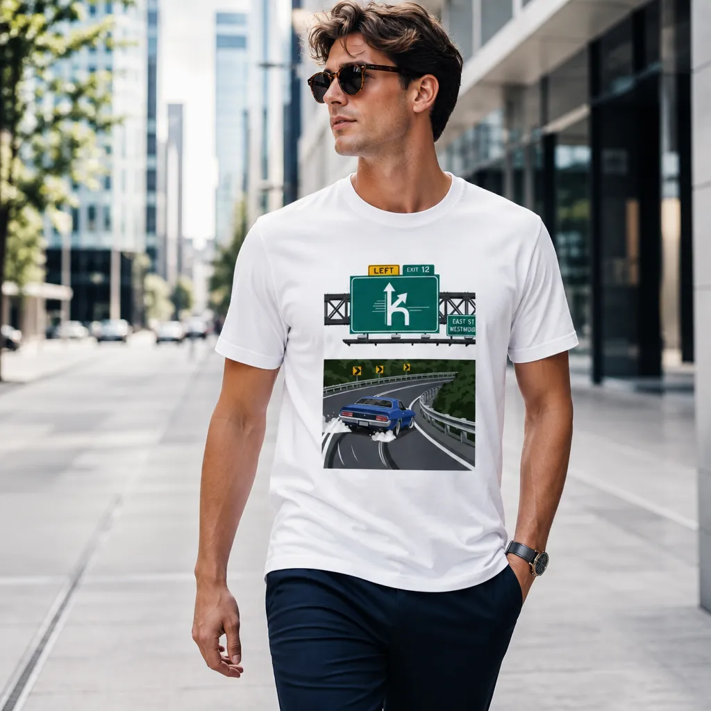 Model wearing Left Exit 12 Off Ramp T-Shirt T-Shirts in White