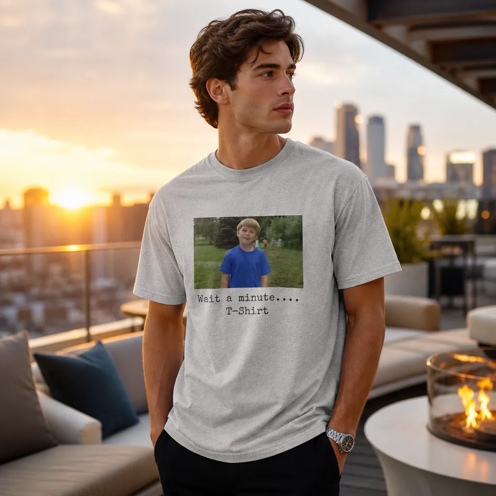 Model wearing Wait a minute.... T-Shirt T-Shirts in White