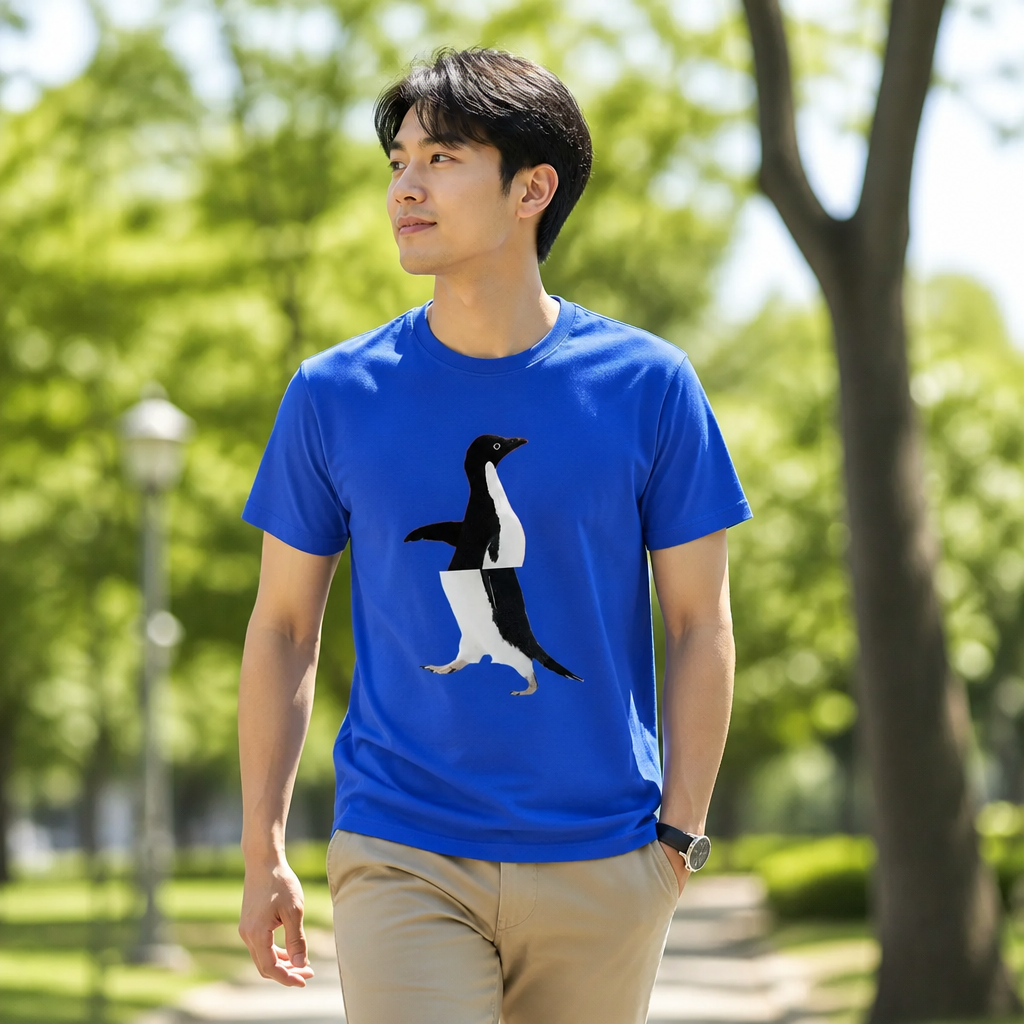 Model wearing Socially Awkward Penguin T-Shirt T-Shirts in White