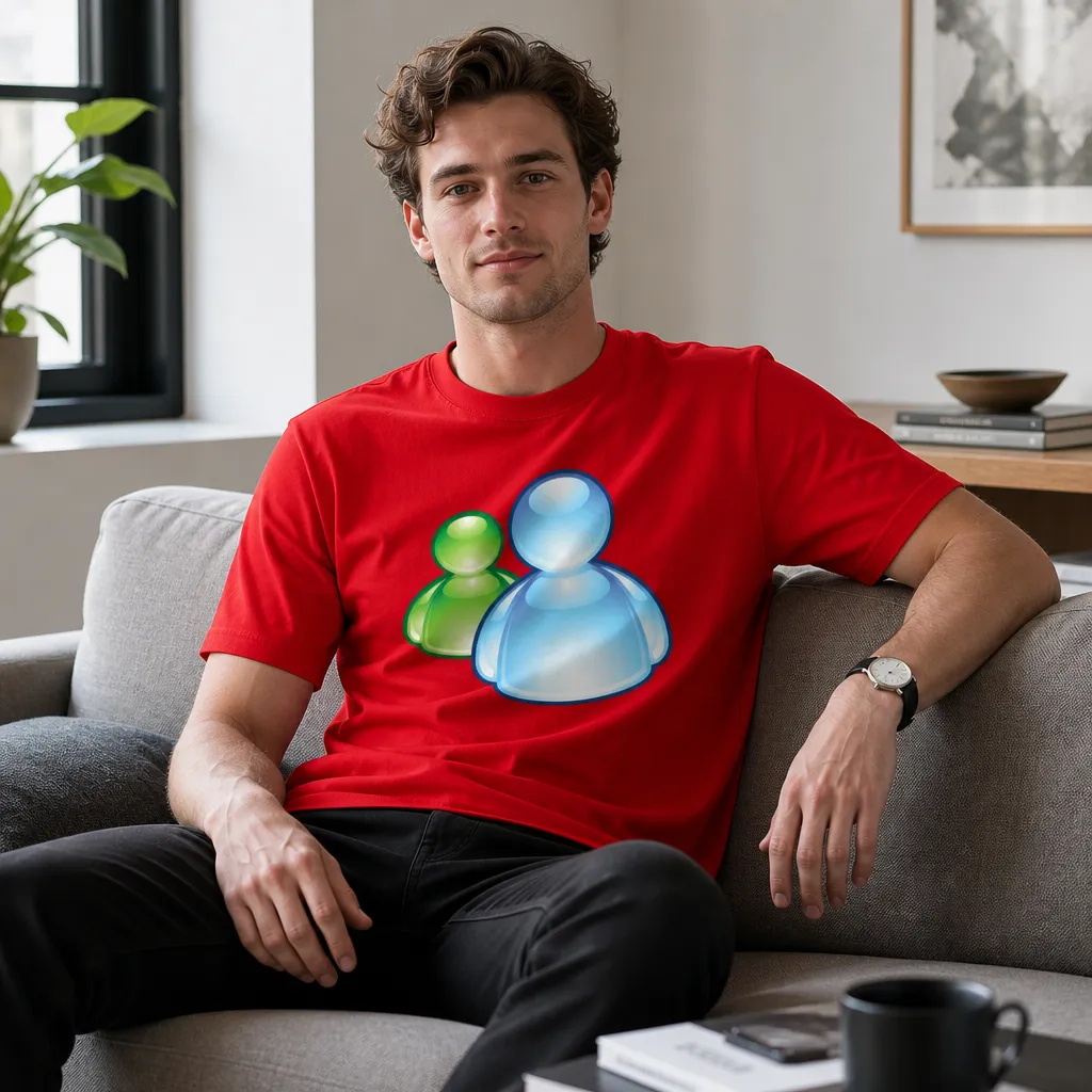 Model wearing MSN Messenger T-Shirt T-Shirts in Black