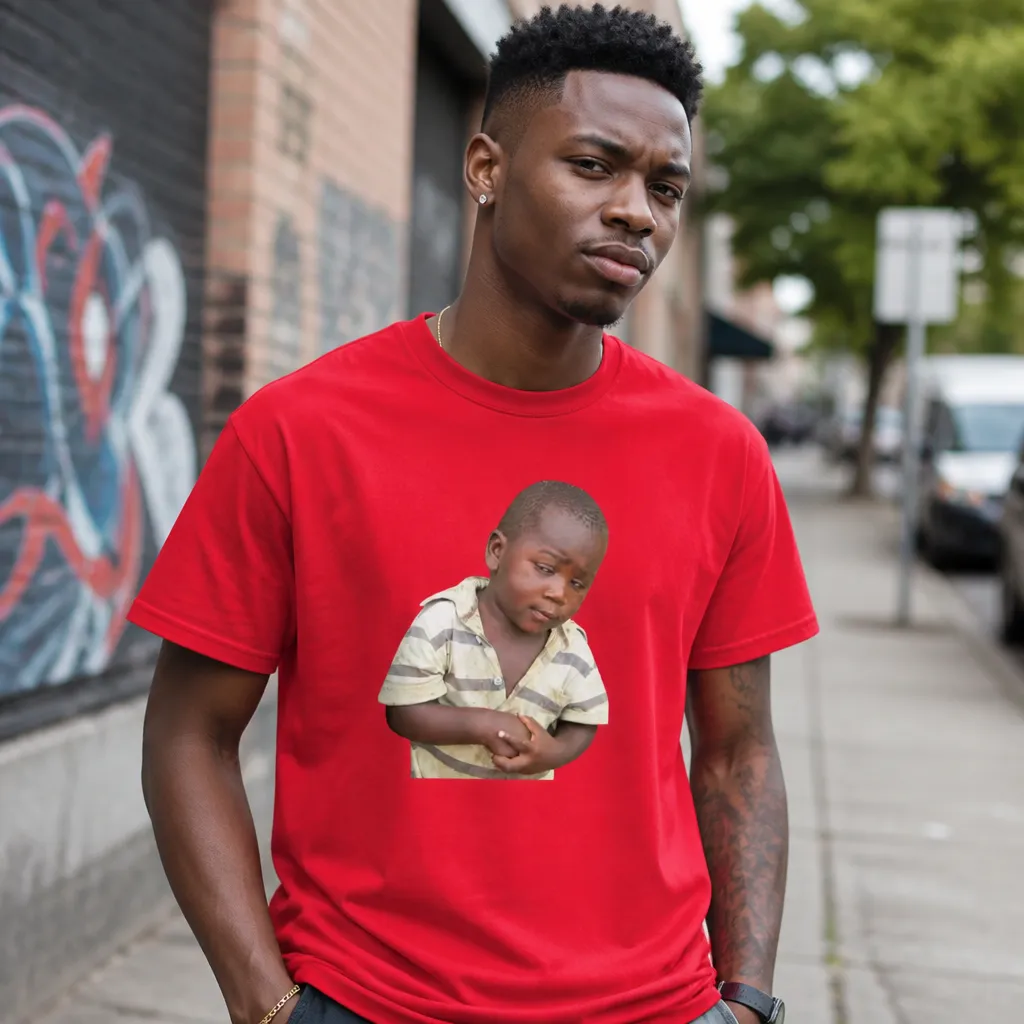 Model wearing Third World Skeptical Kid T-Shirt T-Shirts in White