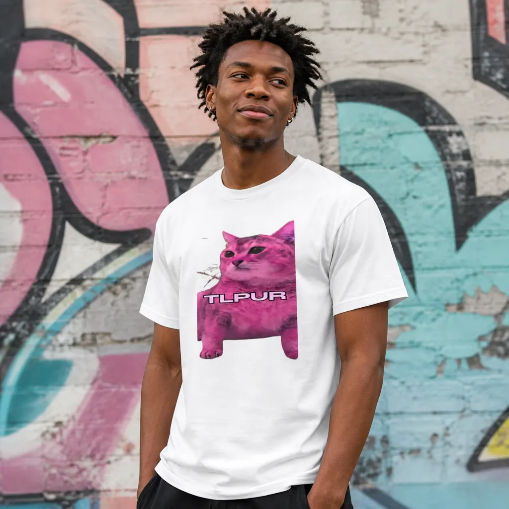 Model wearing TLPUR Viral Slang Tee - Confuse Everyone! T-Shirts in White