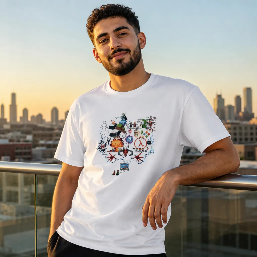 Model wearing Games History: Level Up Meme T-Shirt T-Shirts in White