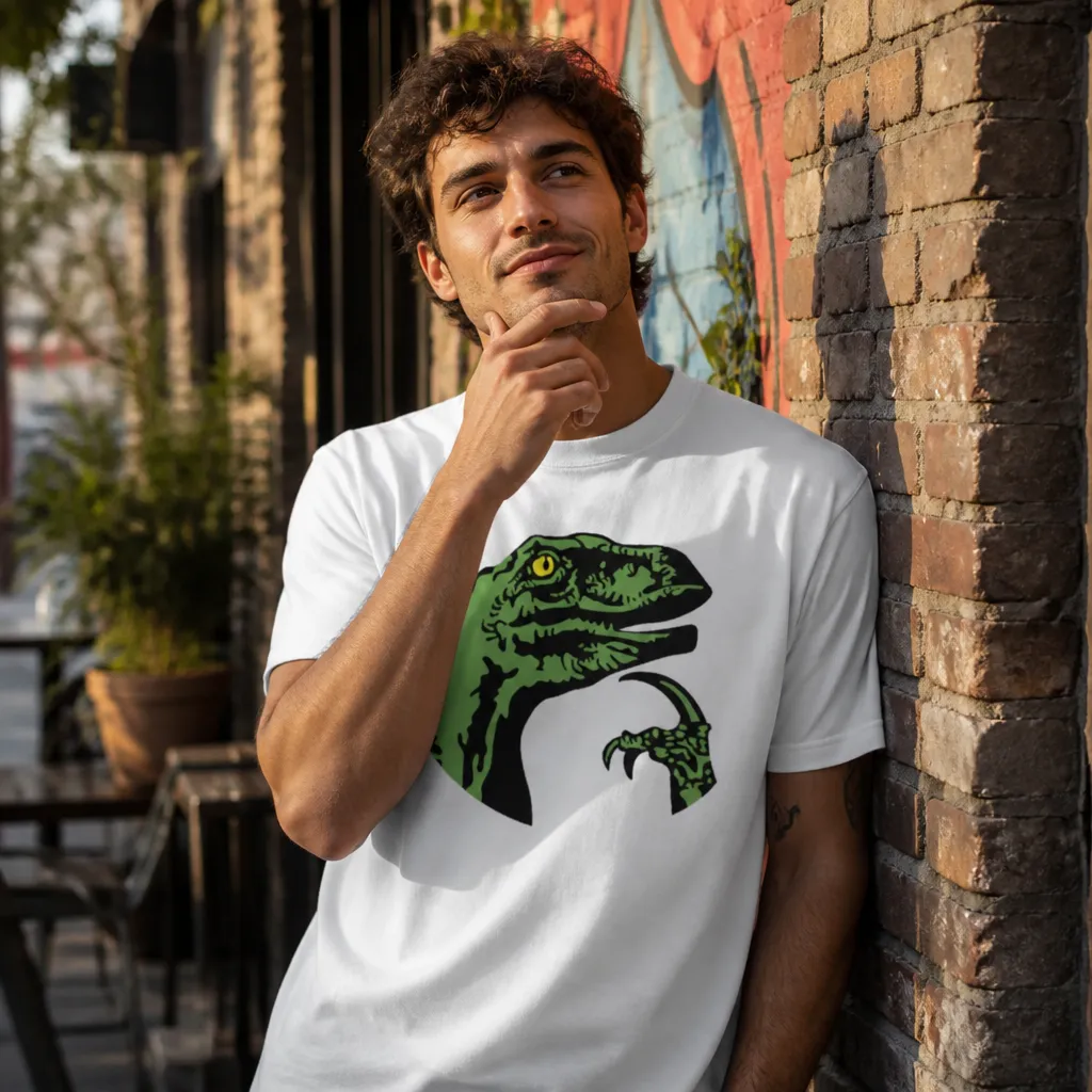 Model wearing Philosoraptor T-Shirt T-Shirts in White