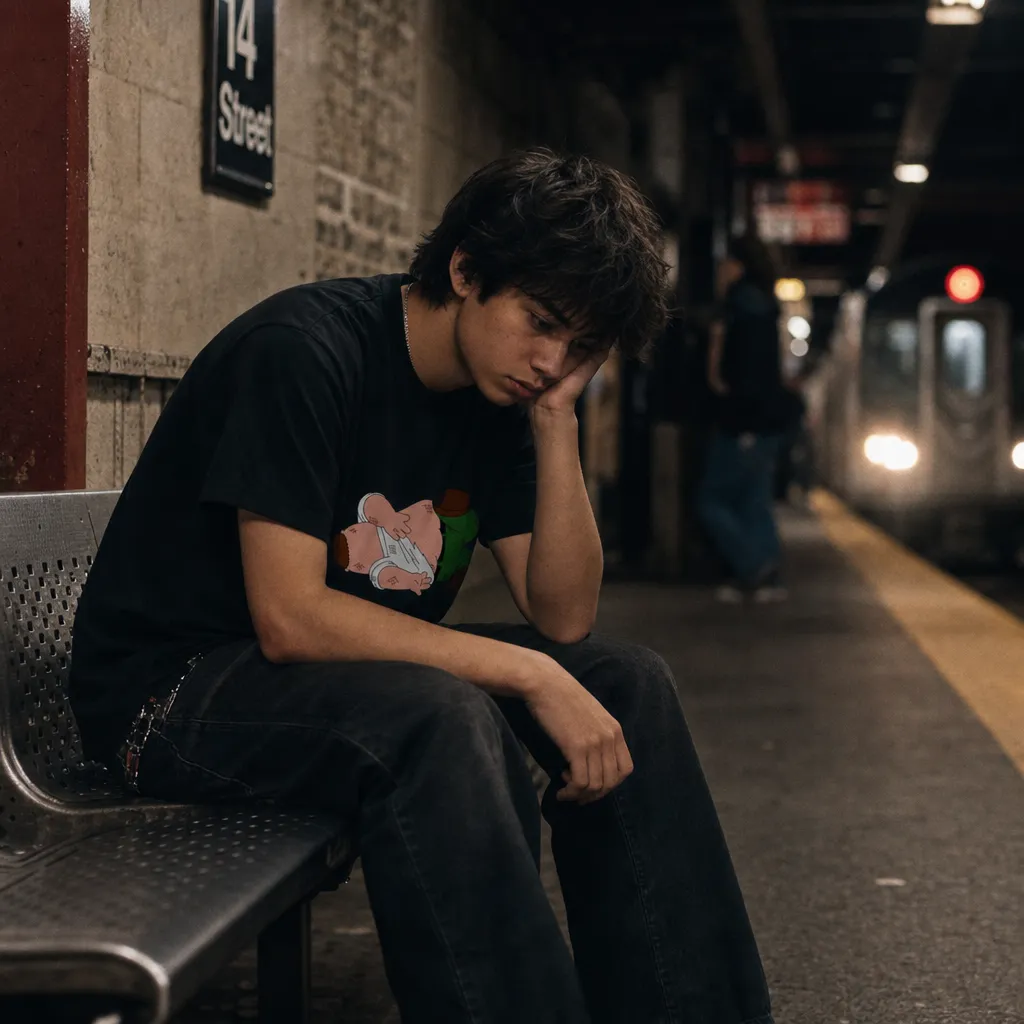 Model wearing Family Guy Death Pose T-Shirt T-Shirts in Black