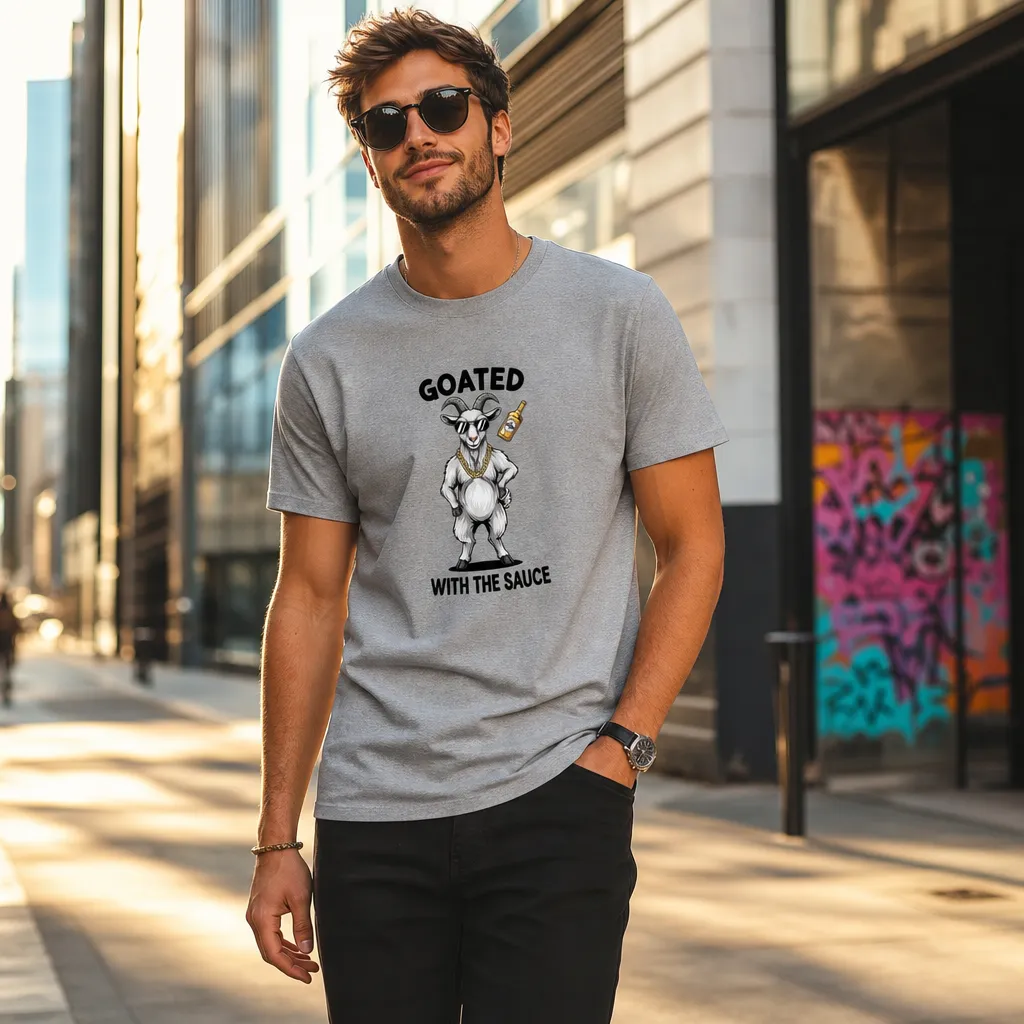 Model wearing Goated With The Sauce Tee T-Shirt T-Shirts in Black