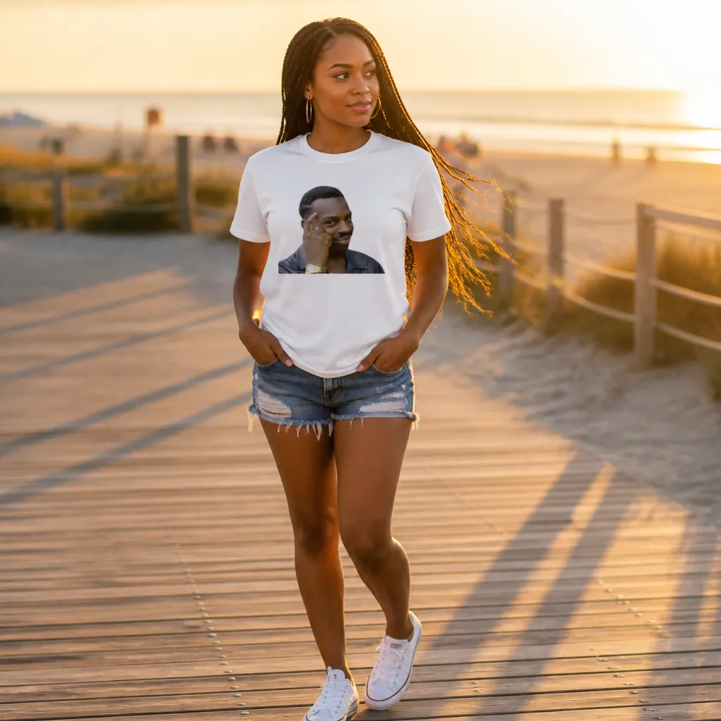 Model wearing Roll Safe Finger Tap T-Shirt T-Shirts in Black