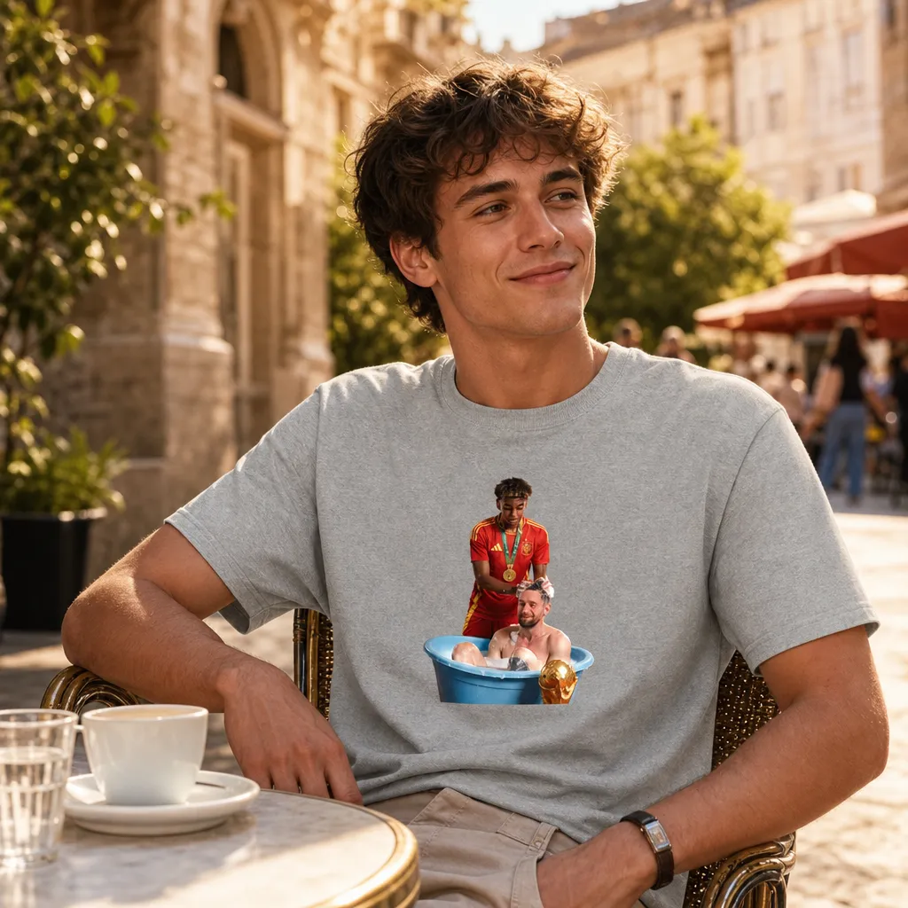Model wearing Yamal Washes Messi - GOAT-Washing Tee T-Shirts in White