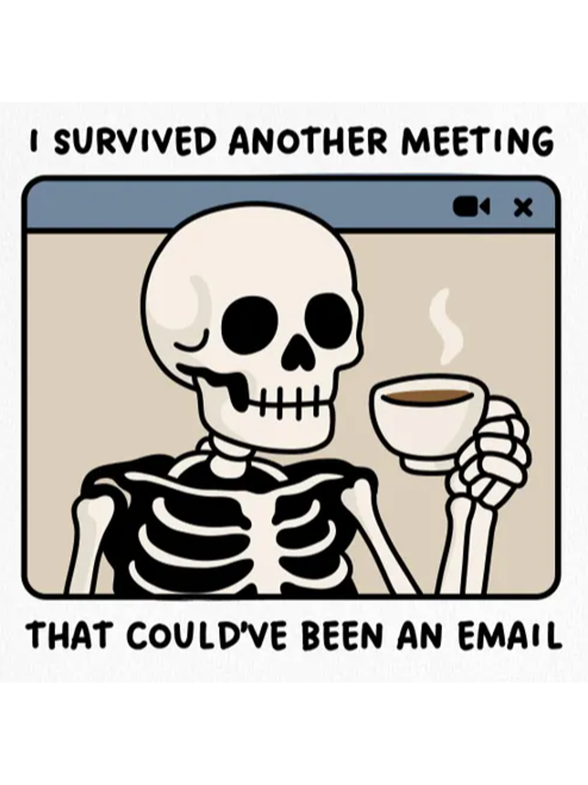Surviving One Meeting at a Time. T-Shirt Graphic Print Artwork Detail
