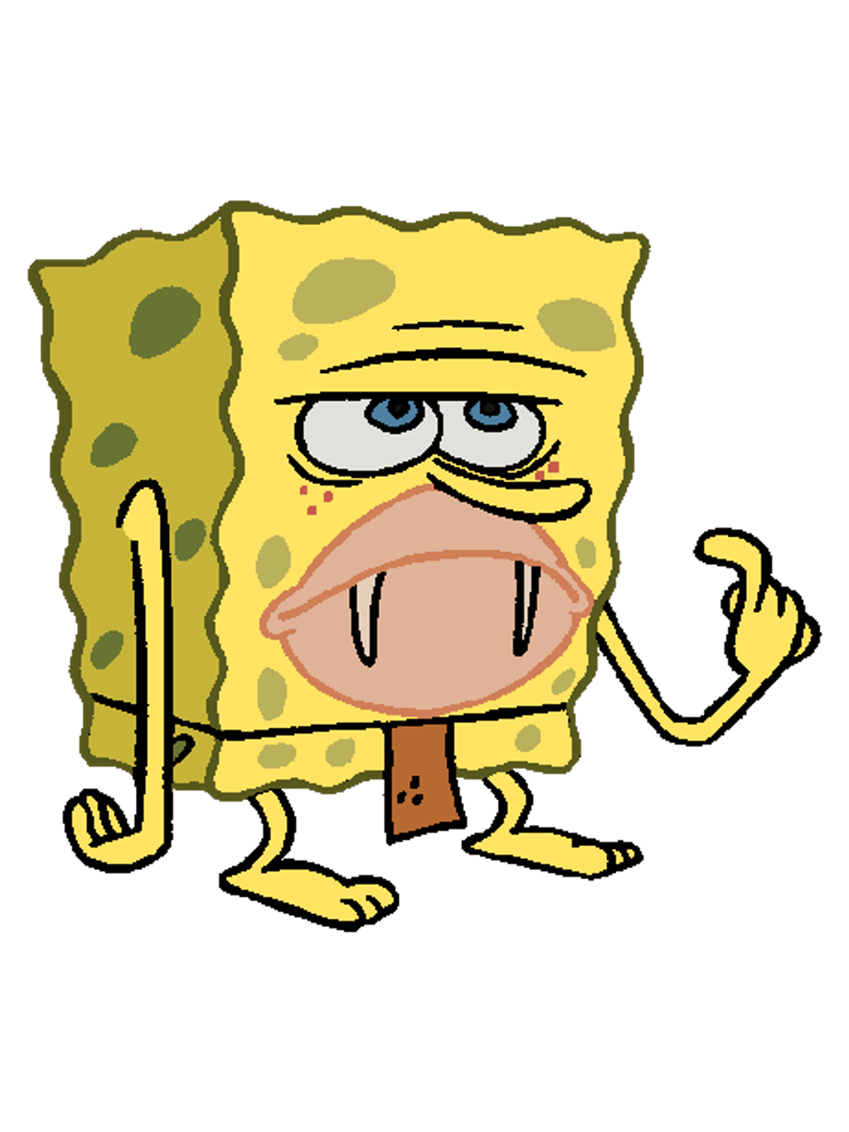 Caveman SpongeBob T-Shirt Graphic Print Artwork Detail