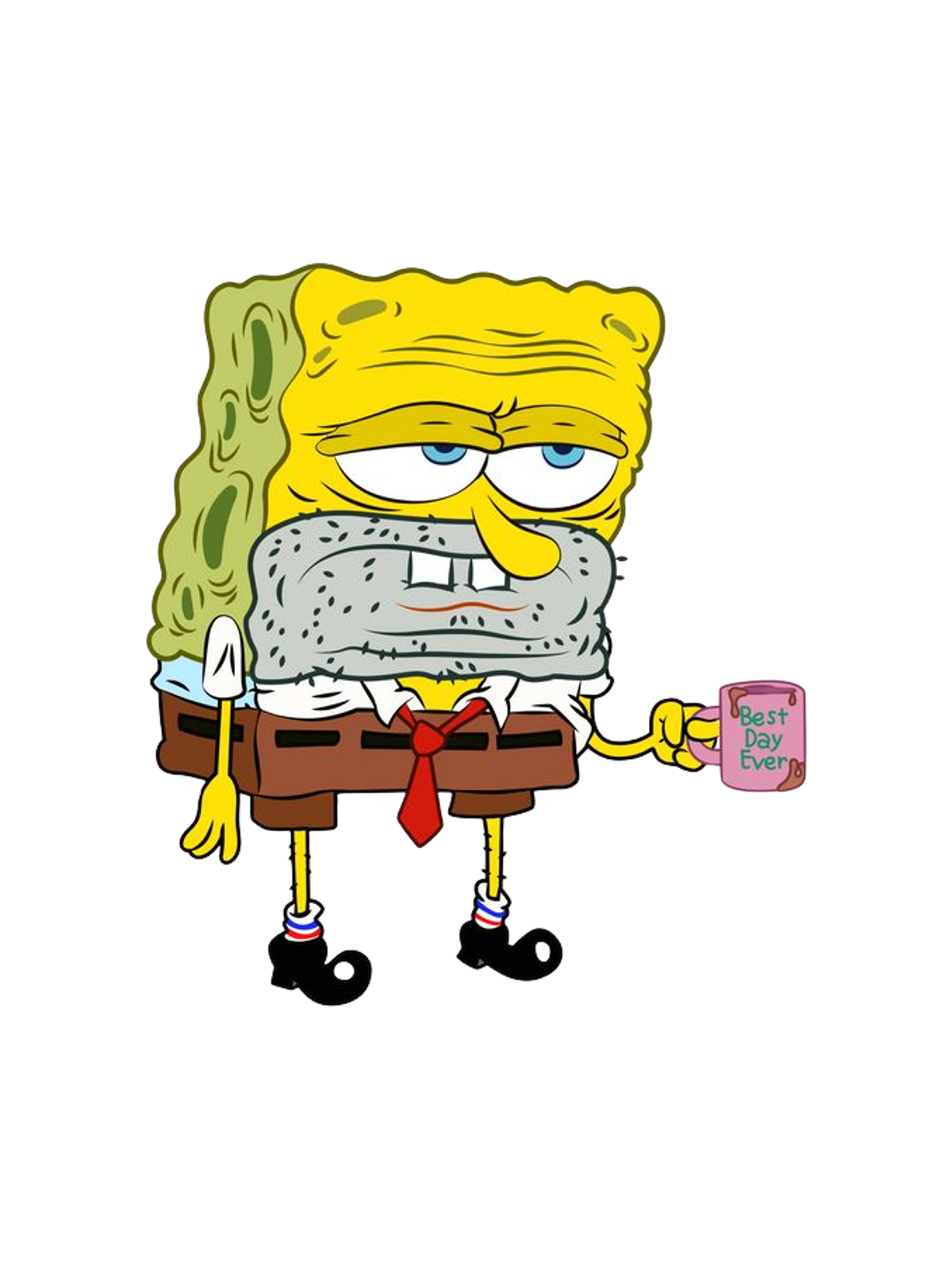 SpongeBob Tired T-Shirt Graphic Print Artwork Detail