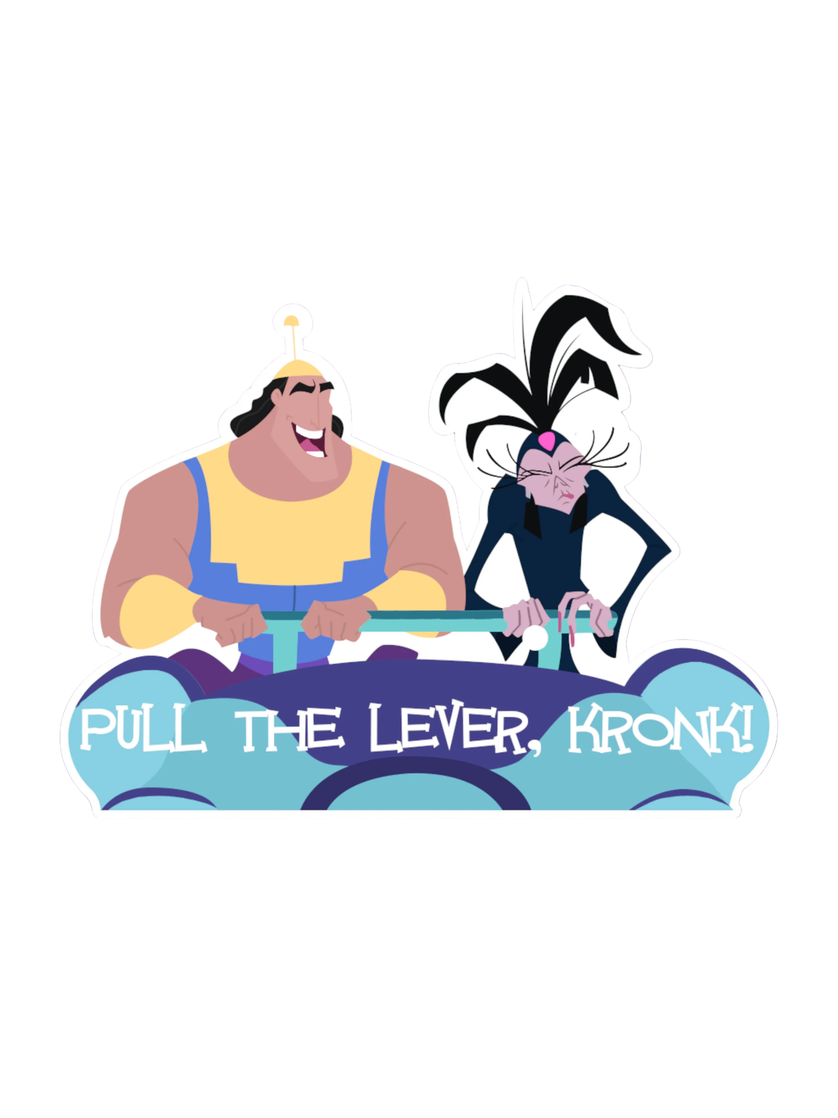 Emperor's New Groove Pull the Lever T-Shirt Graphic Print Artwork Detail