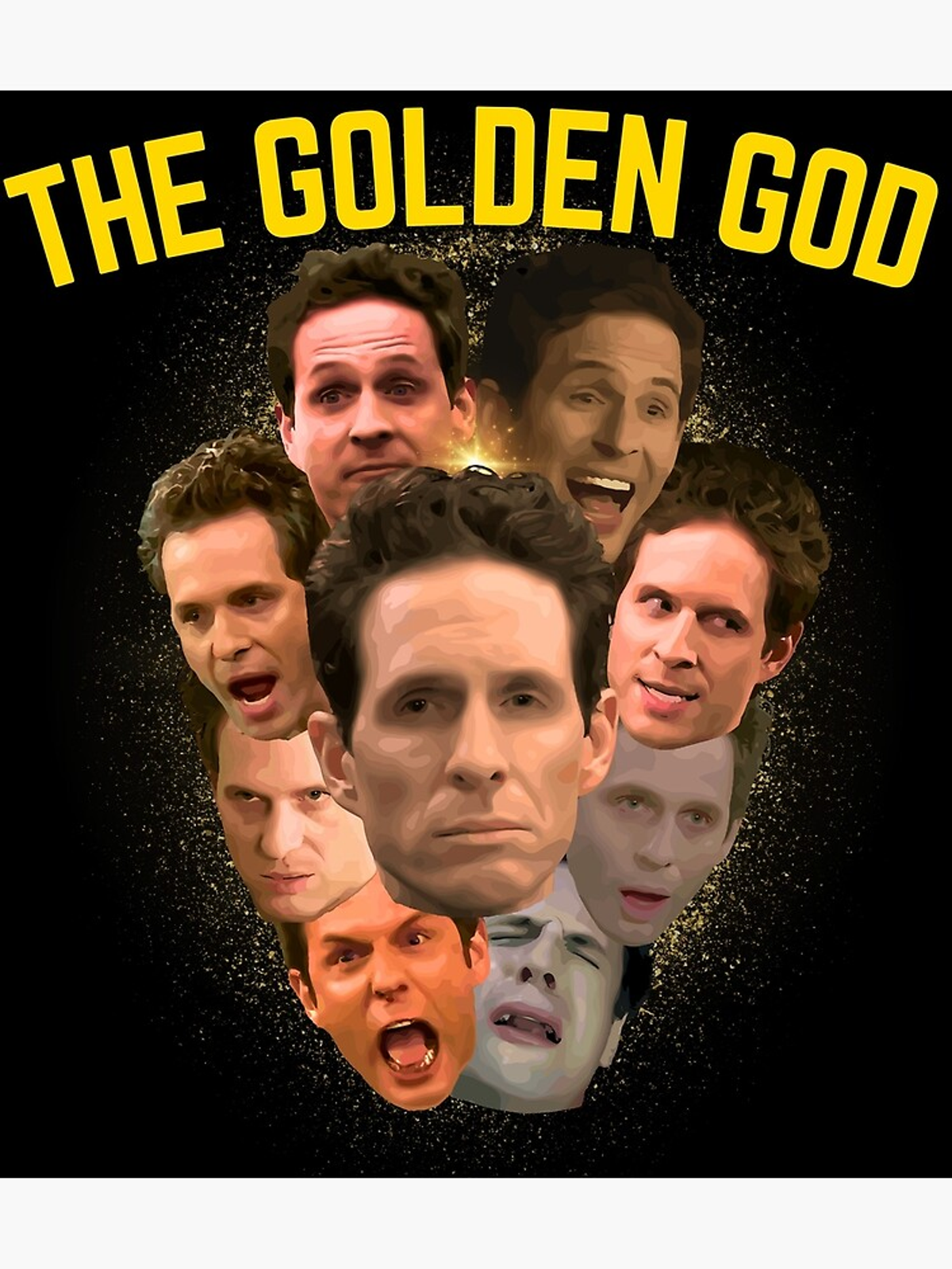 Dennis Golden God T-Shirt Graphic Print Artwork Detail