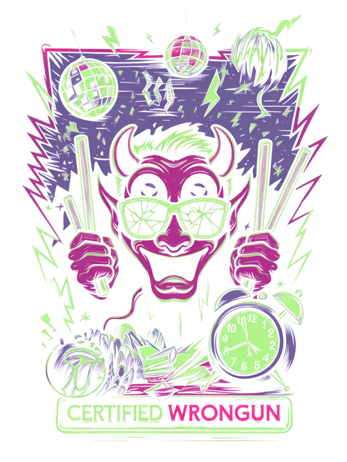 Certified Wrongun Oversized Hoodie Graphic Print Artwork Detail