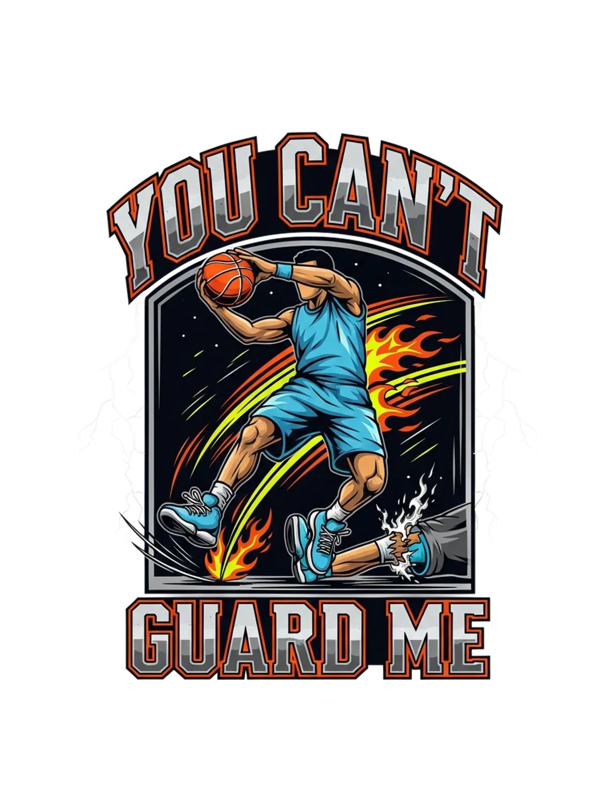 You Can't Guard Me Basketball Tee Graphic Print Artwork Detail