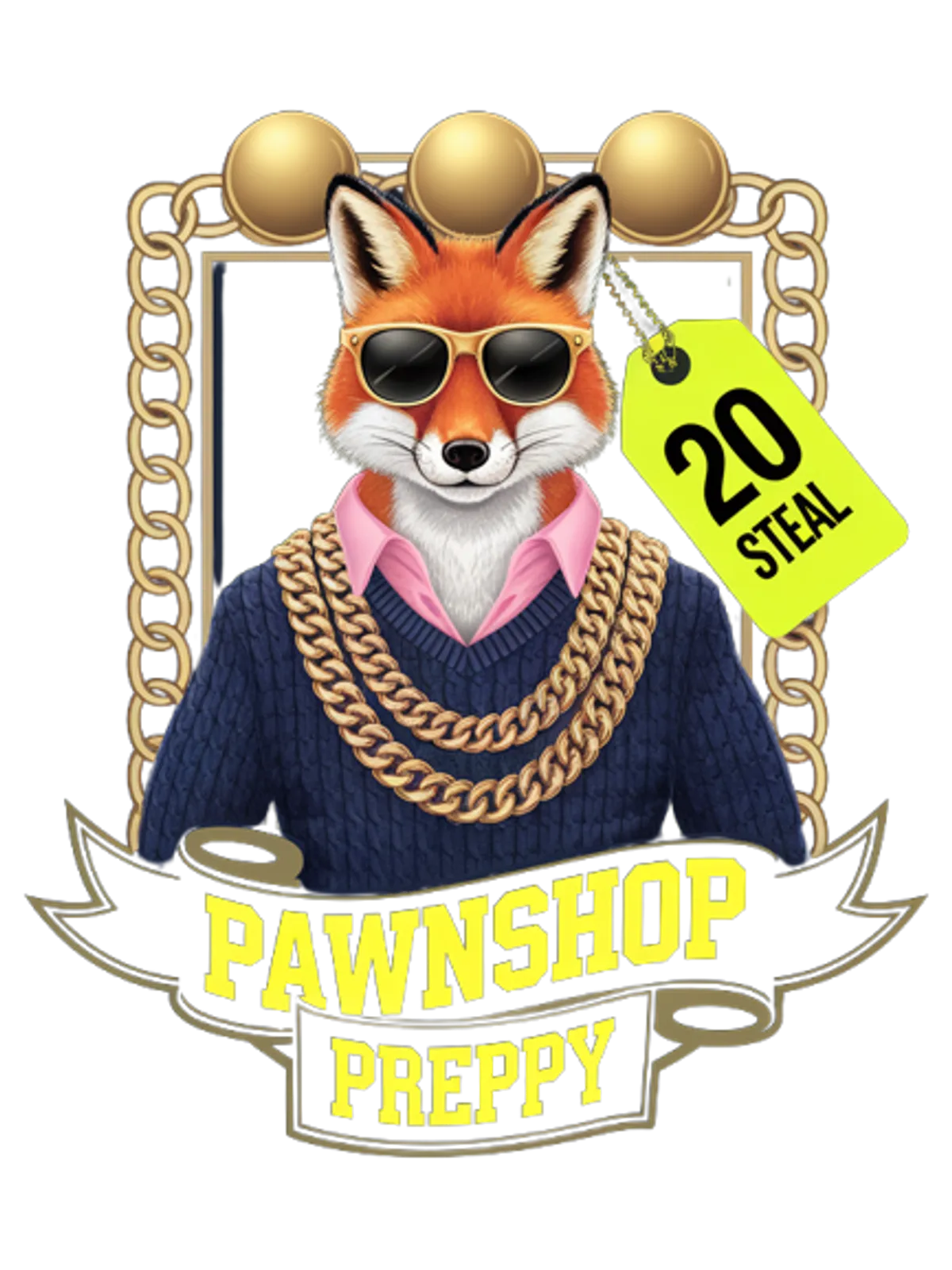 Pawnshop Preppy Luxury Budget Tee Graphic Print Artwork Detail