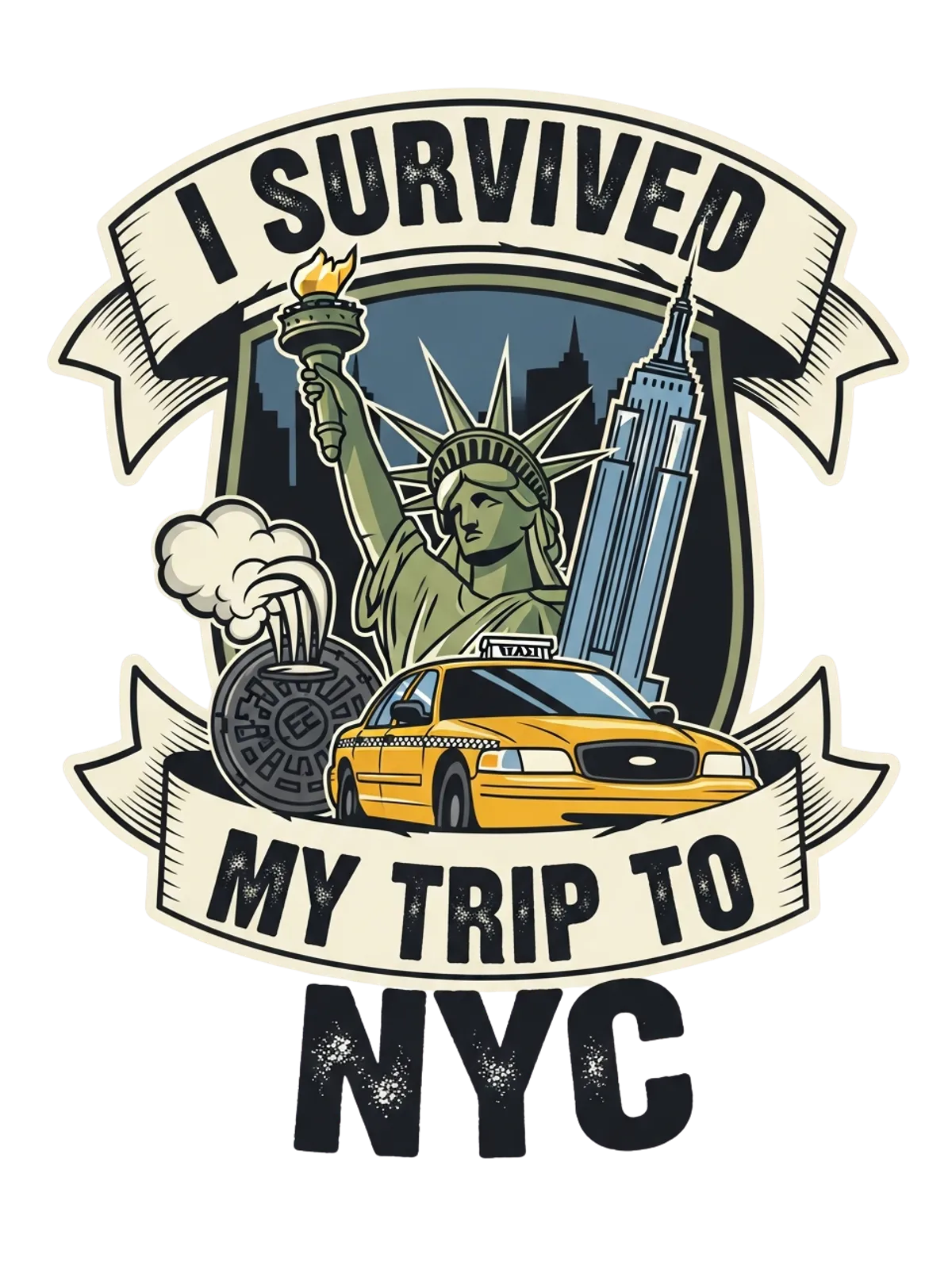 I Survived My Trip to NYC T-Shirt Graphic Print Artwork Detail