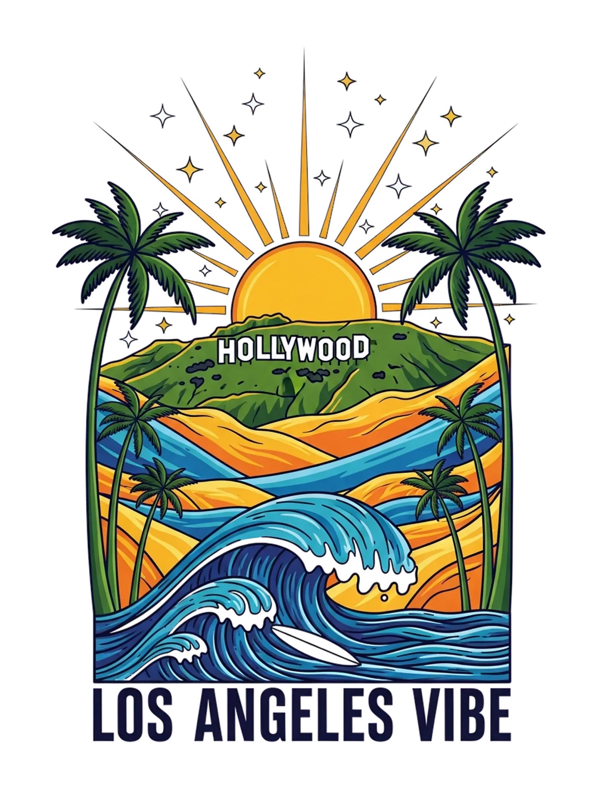 LA Vibe Meme Poster: Golden State Dream Graphic Print Artwork Detail