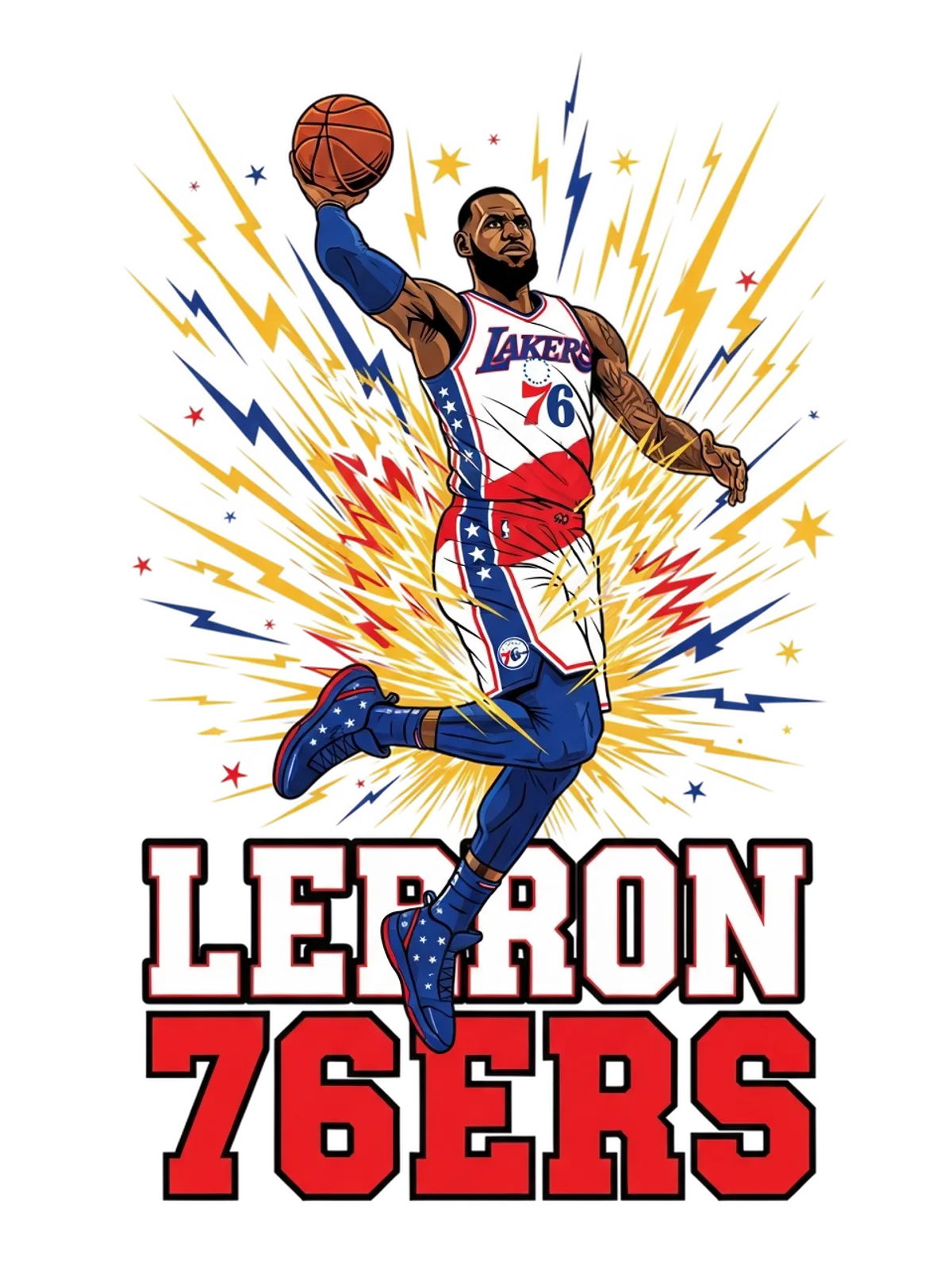 LeBron 76ers Dream Tee - What If? Graphic Print Artwork Detail