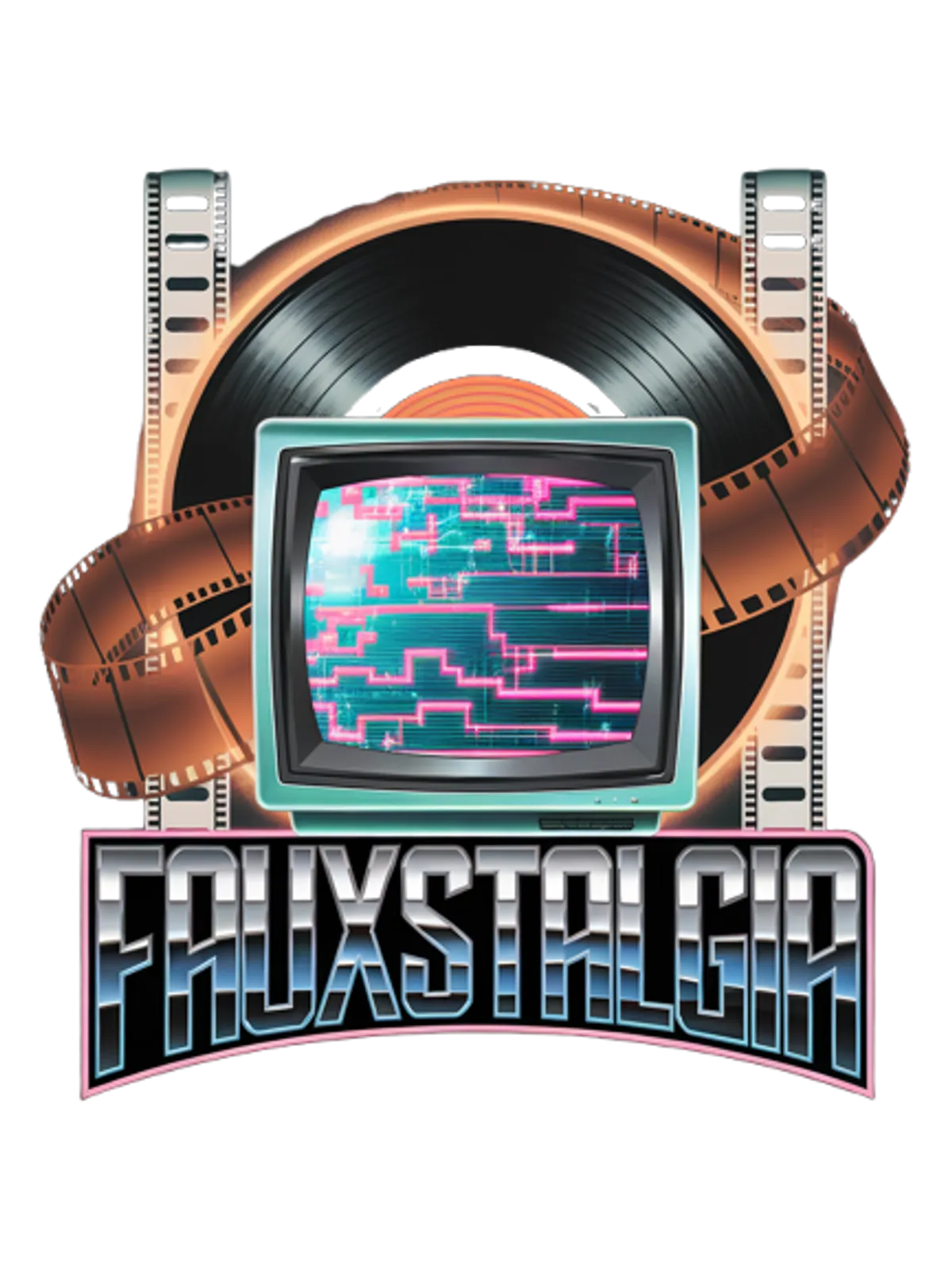 Fauxstalgia Analog Static Retro Hoodie Graphic Print Artwork Detail