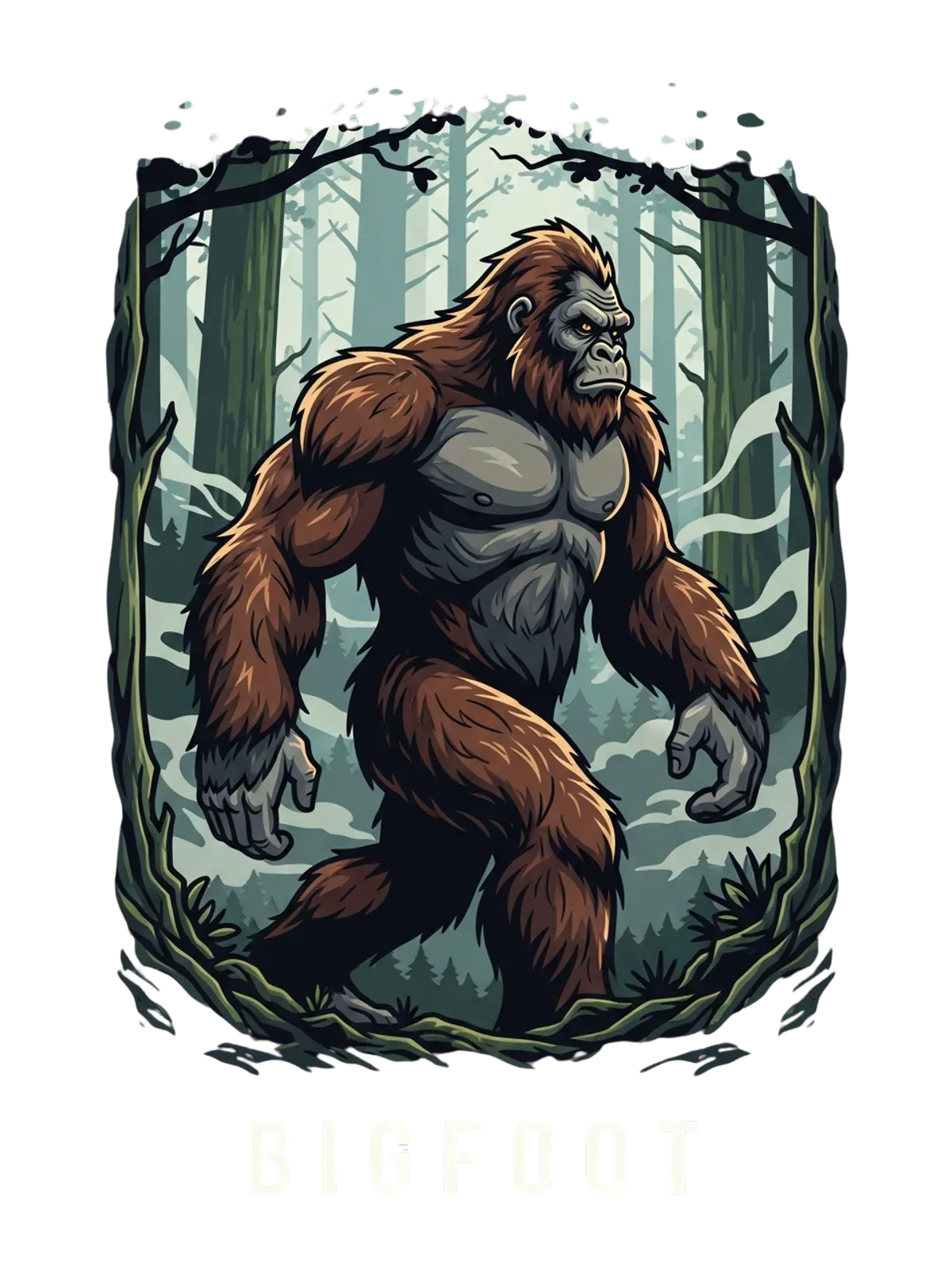 Bigfoot Believer | Elusive Sasquatch Tee Graphic Print Artwork Detail