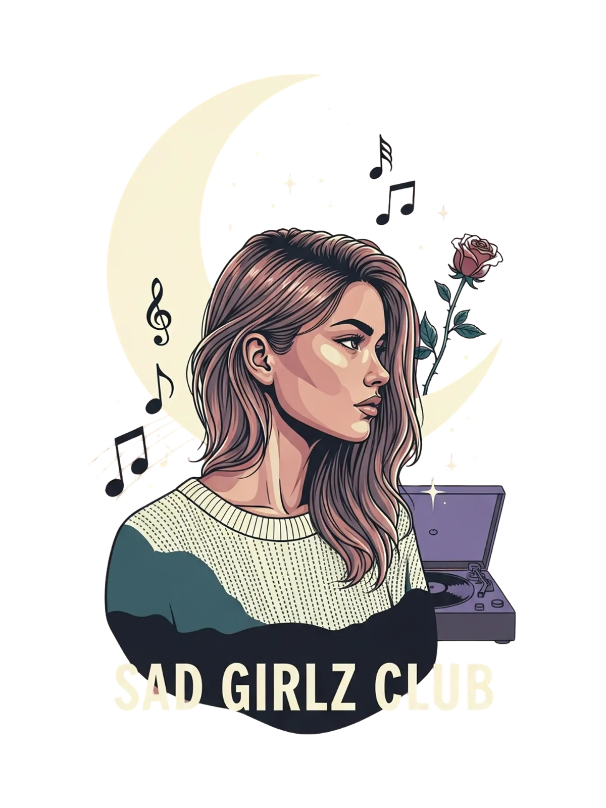 Sad Girlz Club Aesthetic Tee Graphic Print Artwork Detail
