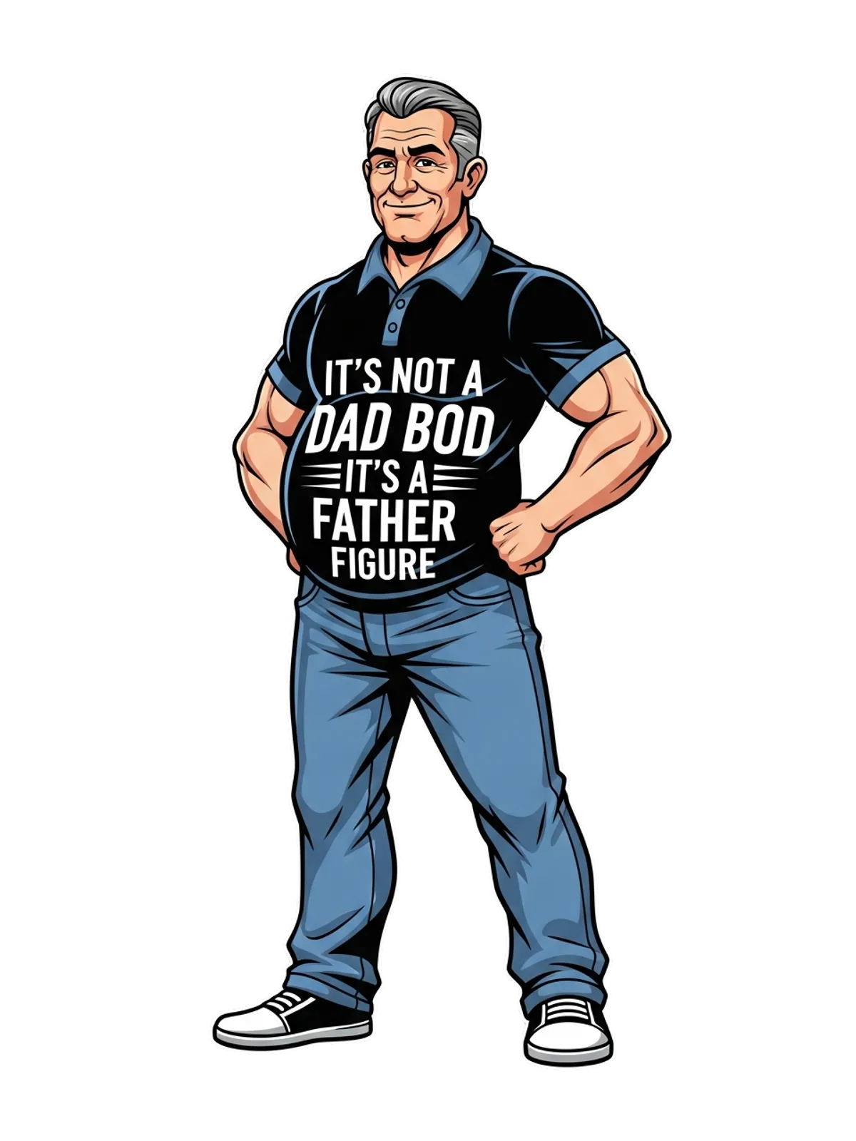 Father Figure Dad Bod Meme T-Shirt Graphic Print Artwork Detail