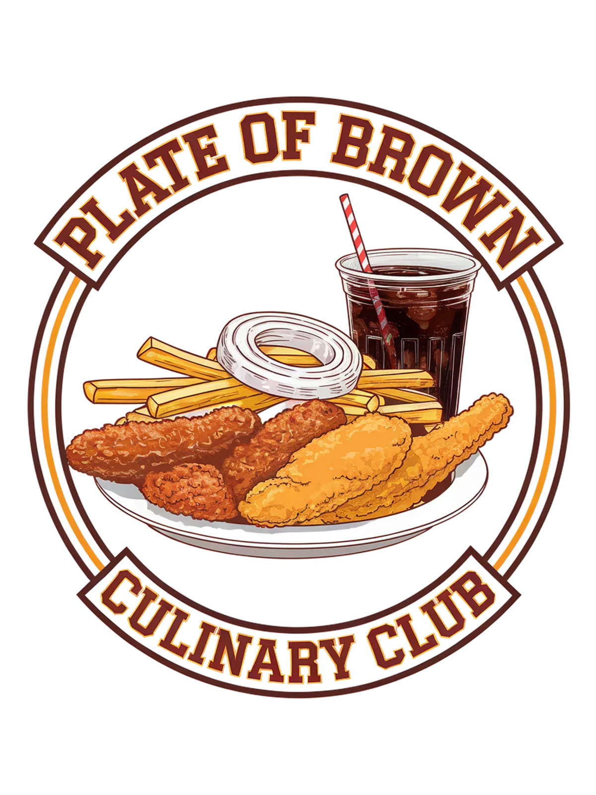 Plate of Brown Culinary Club T-Shirt Graphic Print Artwork Detail
