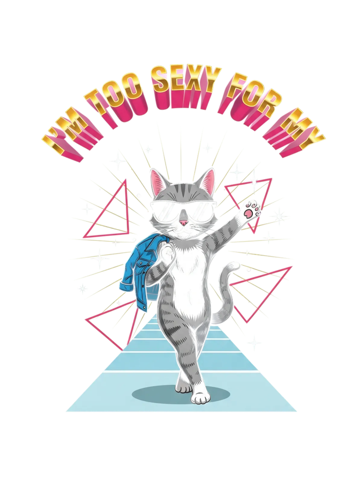 I'm Too Sexy For My Shirt Retro Tee Graphic Print Artwork Detail