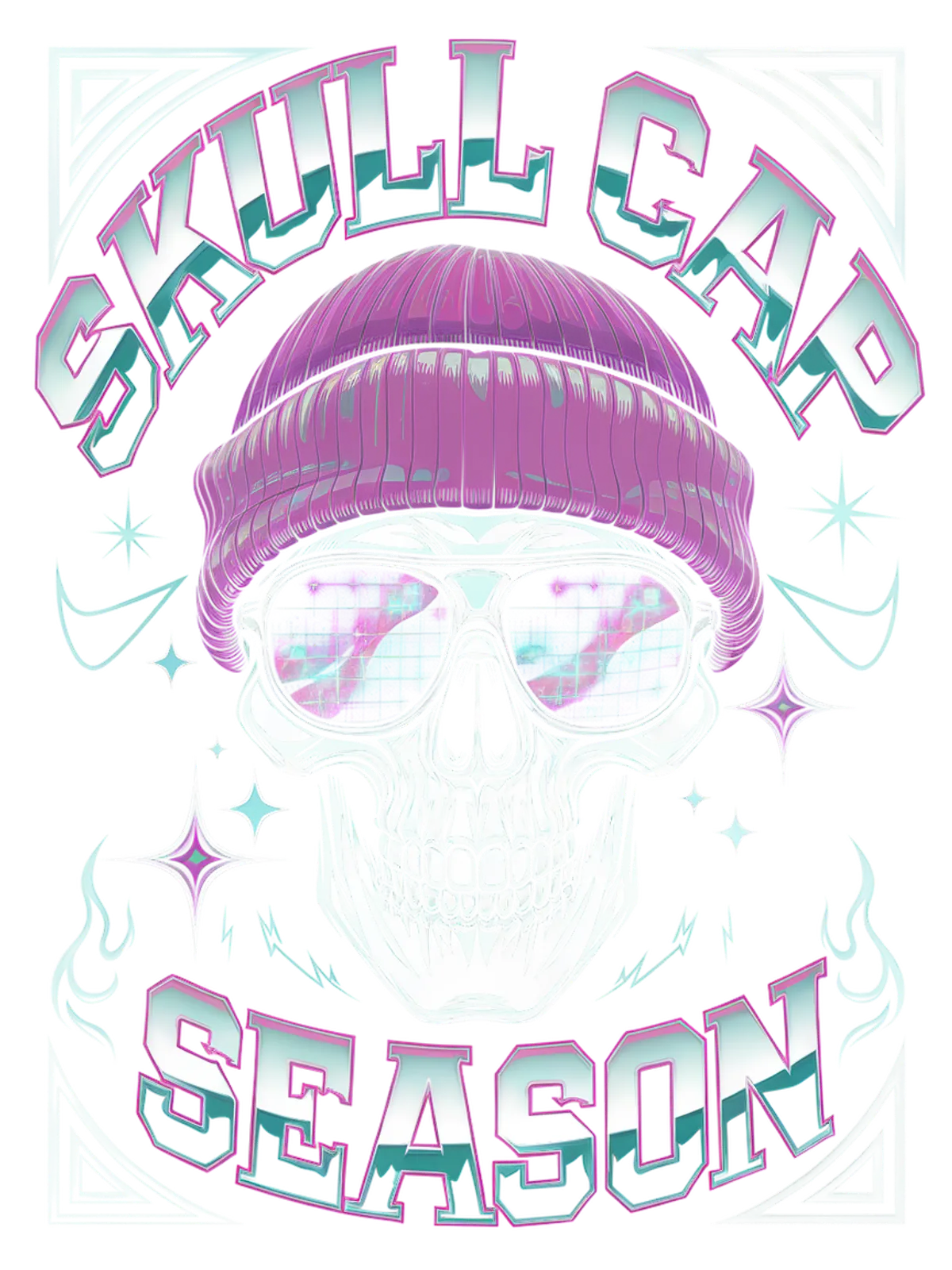 Skull Cap Season Y2K Meme T-Shirt Graphic Print Artwork Detail