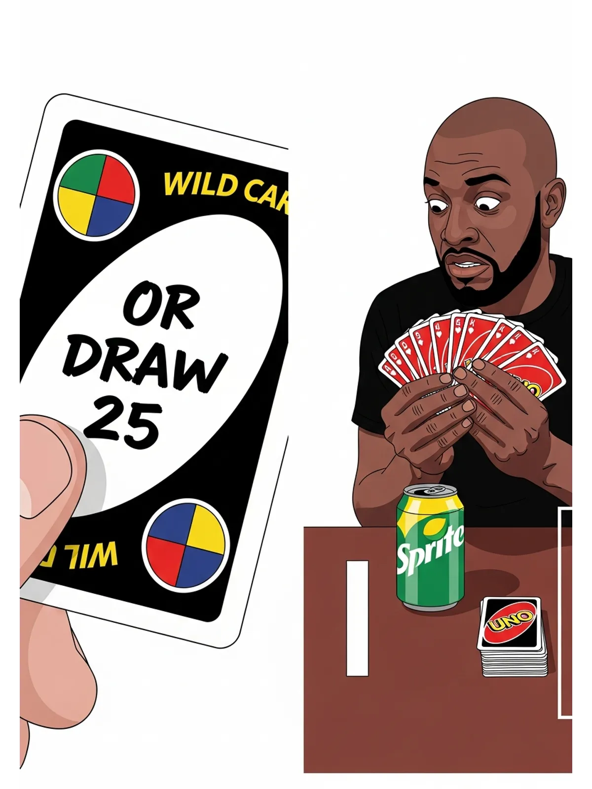 UNO Draw 25 T-Shirt Graphic Print Artwork Detail