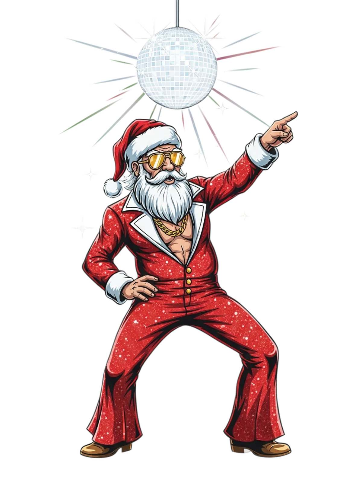 Disco Santa Claus Meme Graphic T-Shirt Graphic Print Artwork Detail